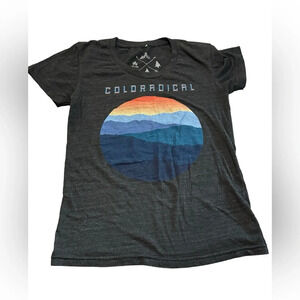 EUC Colradical CO black gray heathered tee with mountain scene